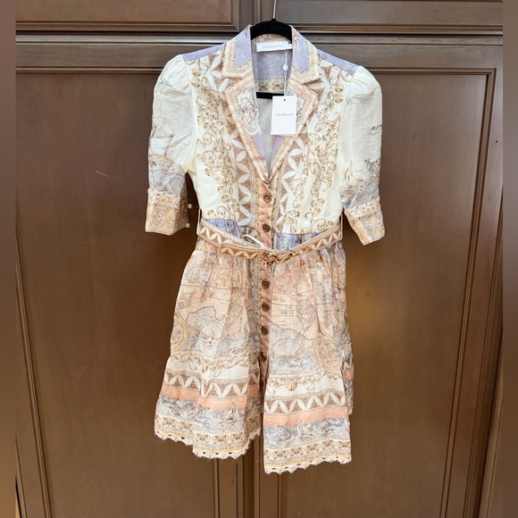 Zimmermann High Tide Mini Shirt Dress NWT Size 3 - Picture 2 of 7